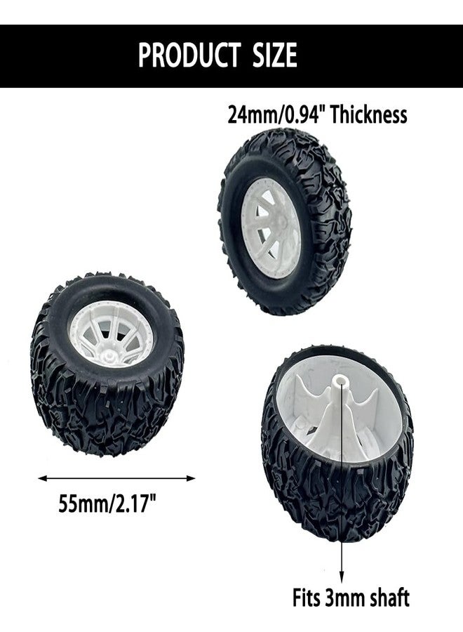 URIMPAVIDO 4PCS Toy Car Wheel Model Car Rubber Tire Wheels with Metal Shaft Round Rod Axles for RC Car Truck Robot DIY Model Toy Wheel Replace Parts (3x55mm) - Image 3